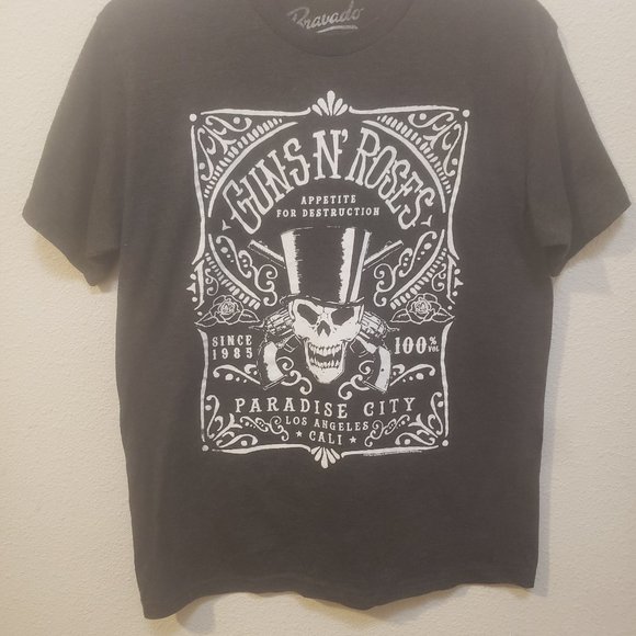 Bravado Guns N' Roses Skull Pattern Band T-shirt, size L for men cotton black type Vintage Second Hand